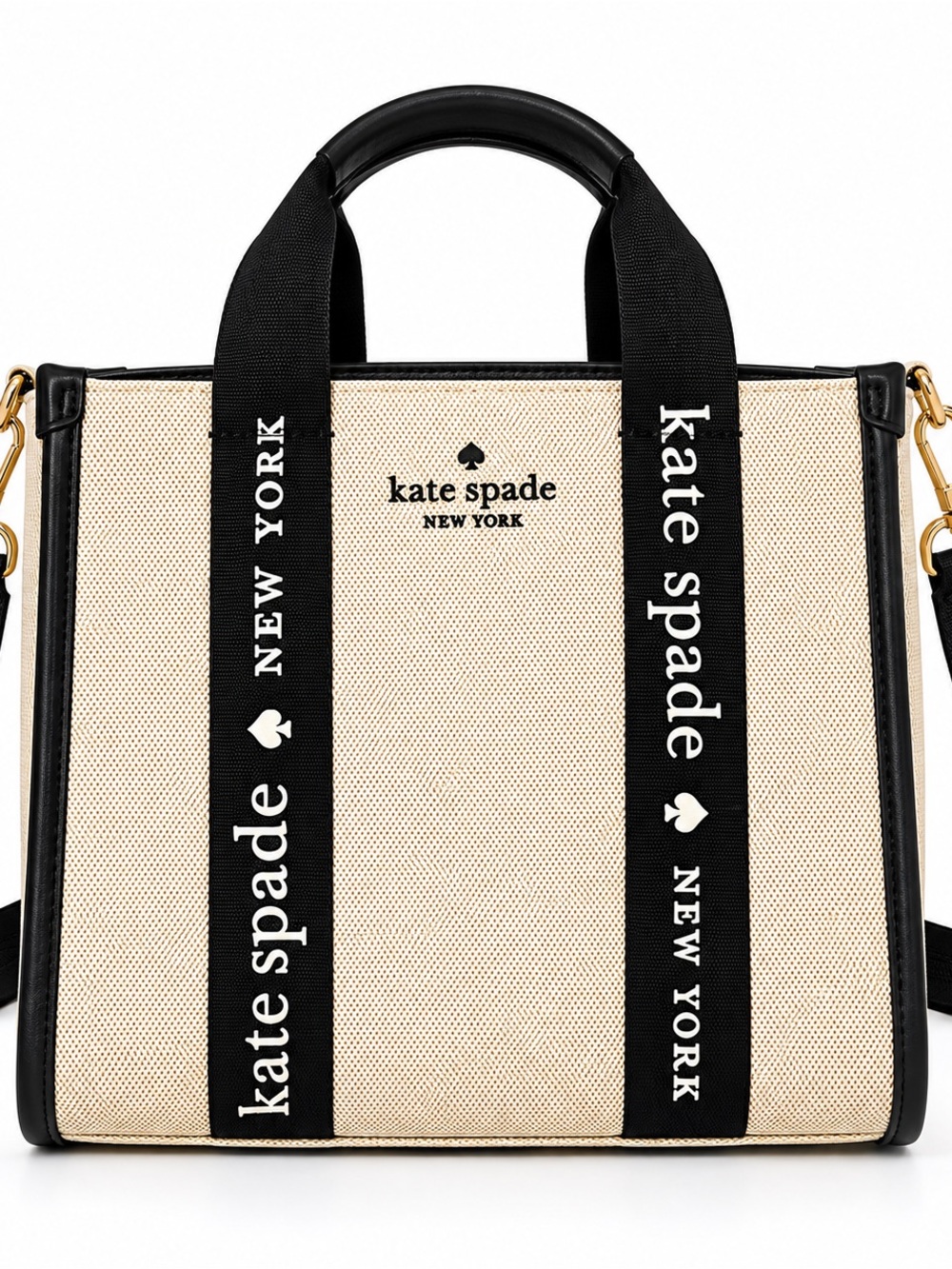 kate spade Black & Cream Canvas Logo Tote with Strap